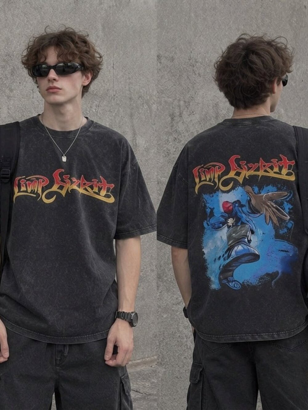 Vintage Y2K Streetwear Graphic Tee Oversized Unisex Black T-Shirt